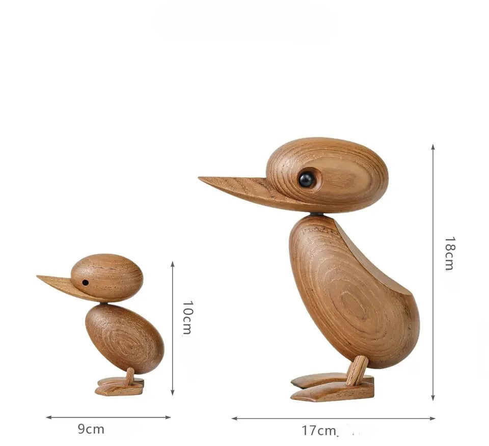 Traditionelle Holz-Entenfigur – Natürliche Tierdekoration im nordischen Stil für Wohnzimmer