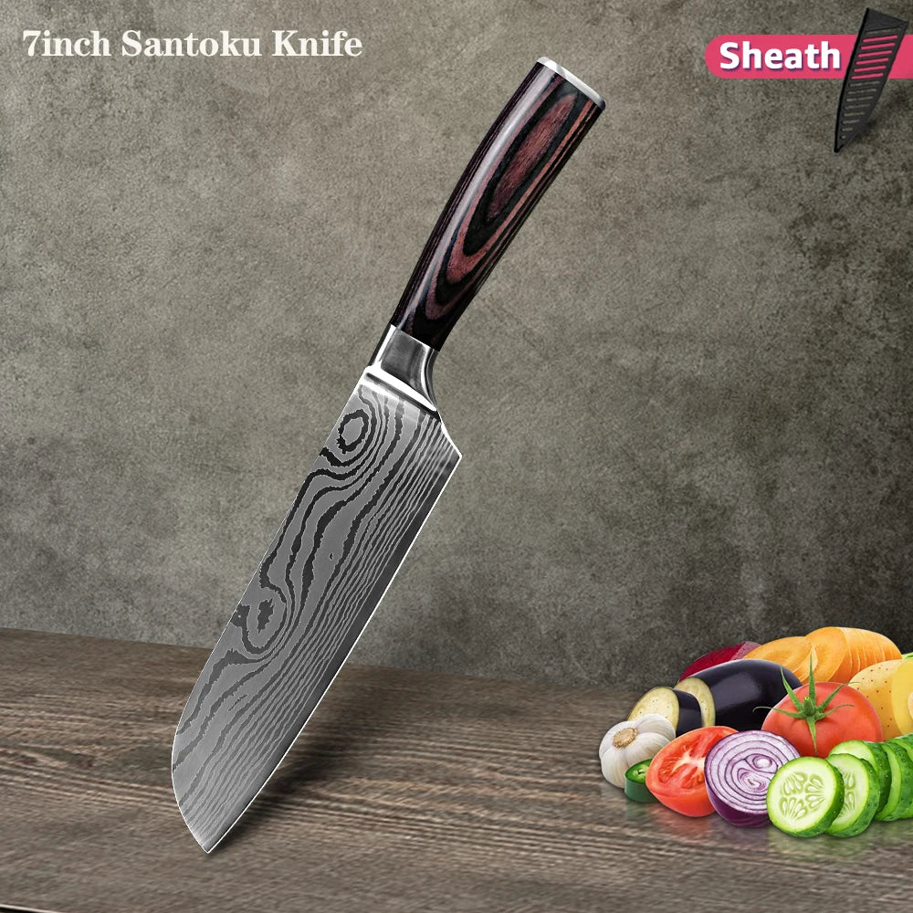 Japanisches Profi-Küchenmesser-Set – Ultra-scharfe Messer mit ergonomischem Holzgriff