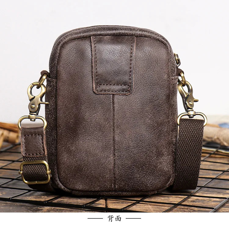 Retro-Lederschultertasche für Herren