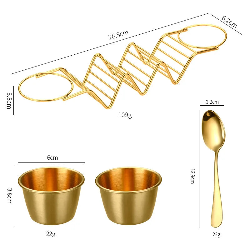 Edelstahl-Taco-Halter – Platz für 3 Tortillas & 2 Soßen