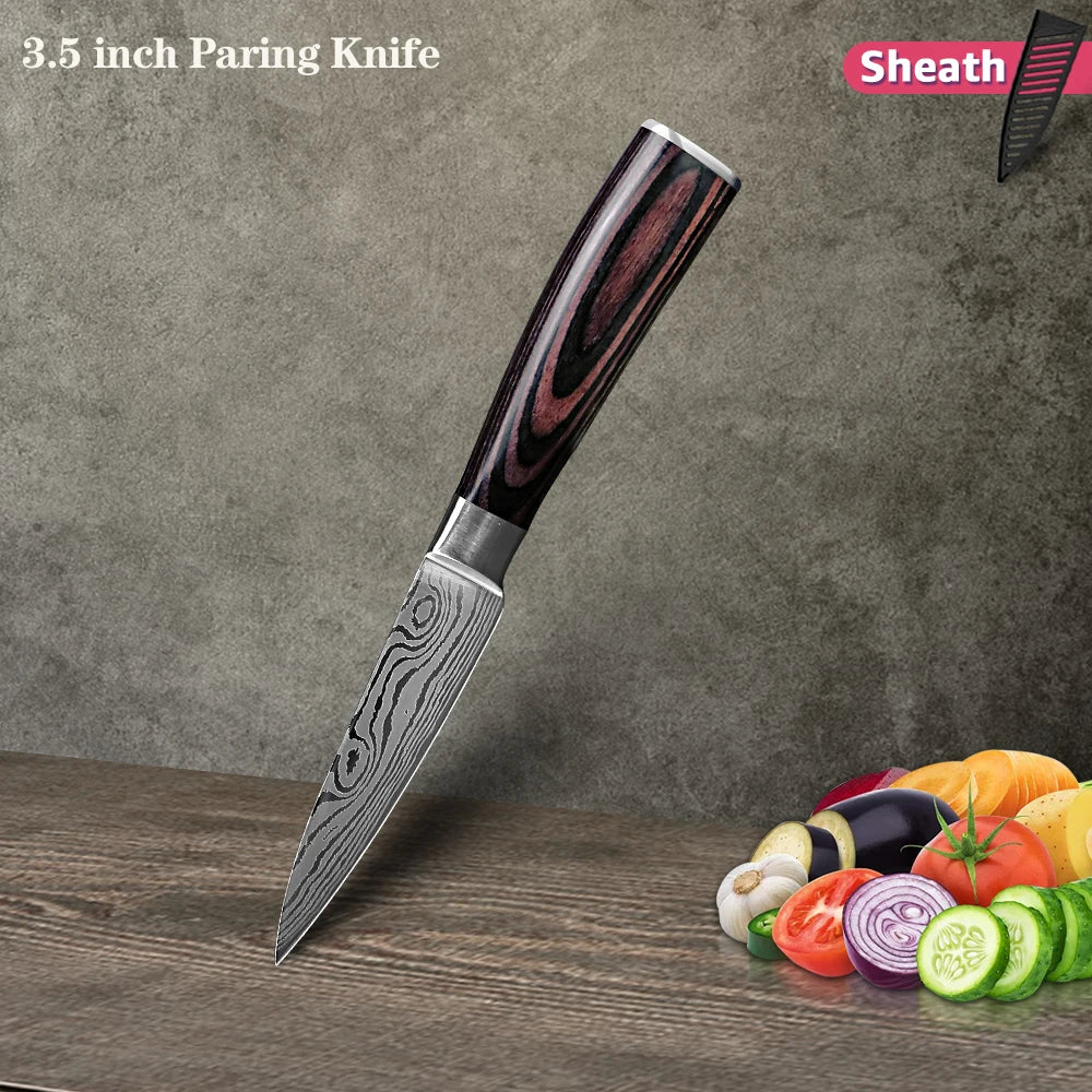 Japanisches Profi-Küchenmesser-Set – Ultra-scharfe Messer mit ergonomischem Holzgriff