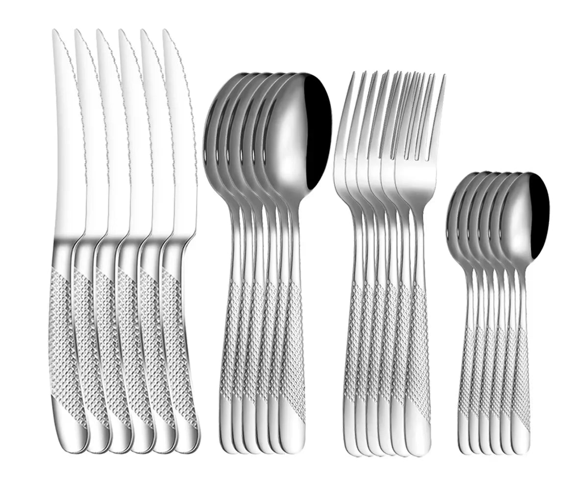 24/30-teiliges Besteckset aus Edelstahl – Hochwertige Star-Diamond-Serie mit Messer, Gabel und Löffel