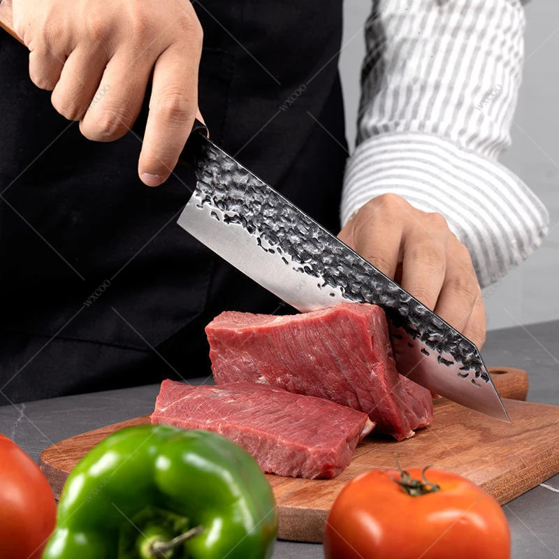 Profi-Kochmesser – Edelstahl Küchenmesser für Fleisch und Gemüse, Japanisches Santoku-Schneidemesser