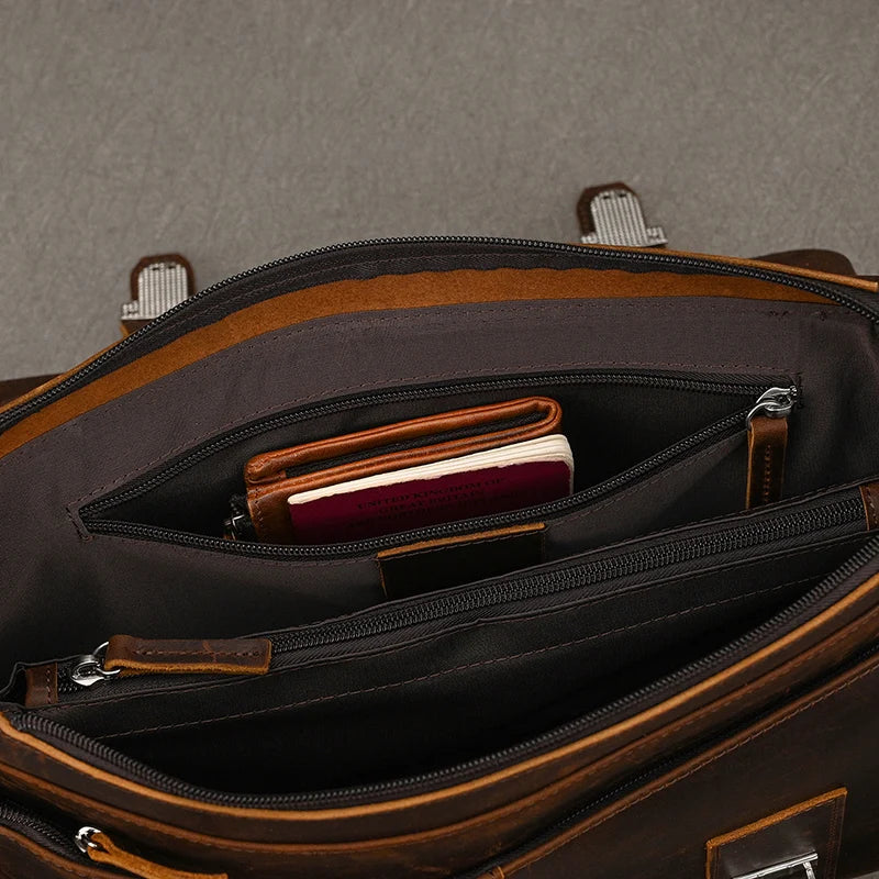 Vintage Leder Aktentasche für Herren - Perfekt für Büro und Alltag