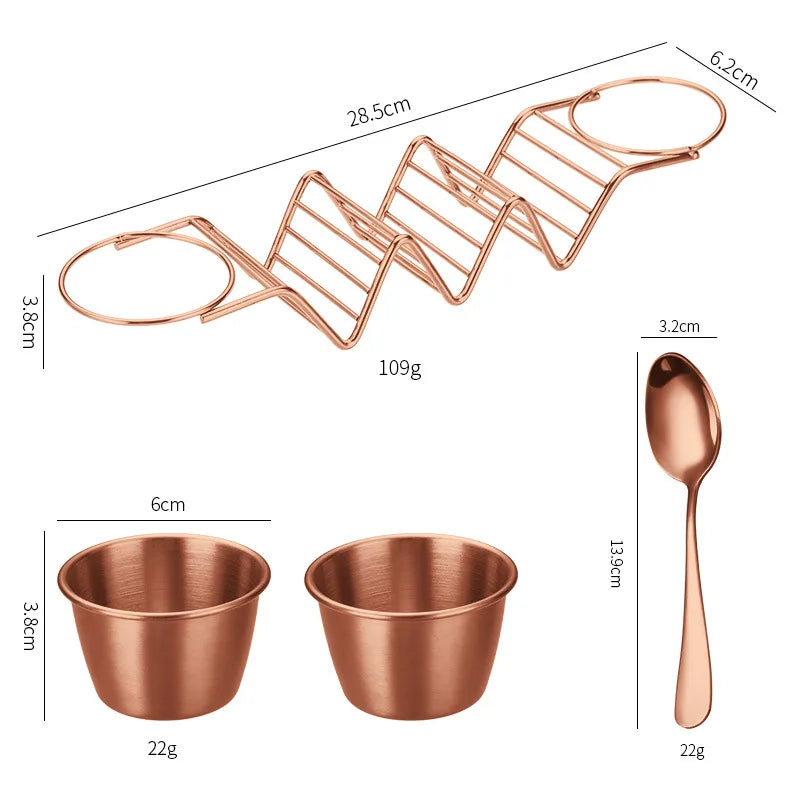 Edelstahl-Taco-Halter – Platz für 3 Tortillas & 2 Soßen