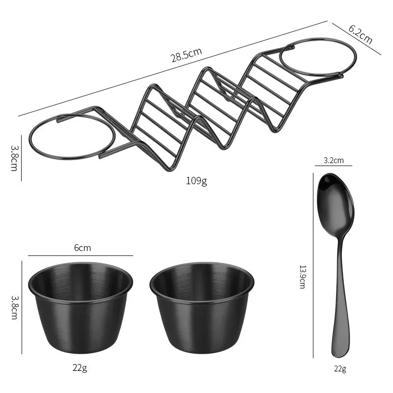 Edelstahl-Taco-Halter – Platz für 3 Tortillas & 2 Soßen