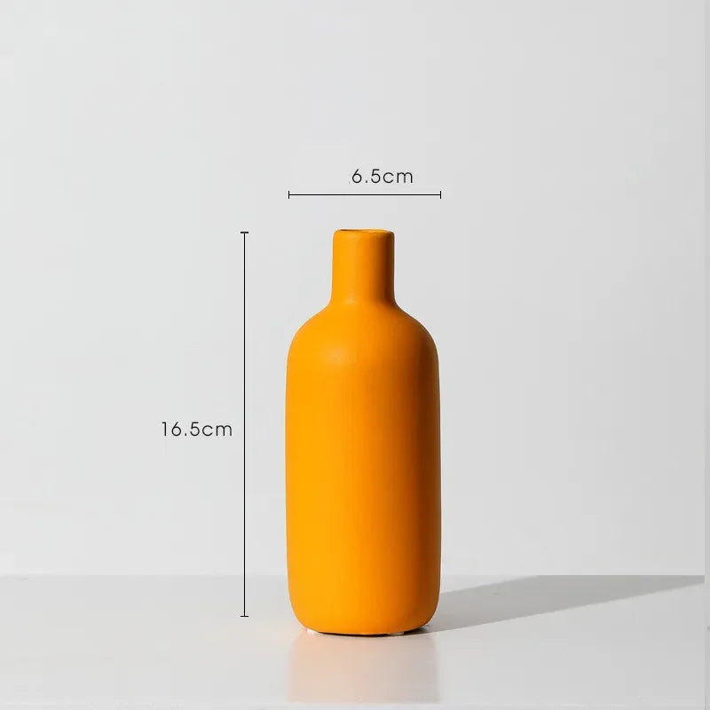 Nordische Keramikvase – Orange, Gelb, Blau, ideal für Trockenblumen, dekorative Accessoires für Zuhause
