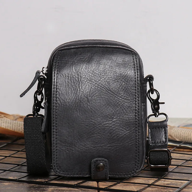 Retro-Lederschultertasche für Herren