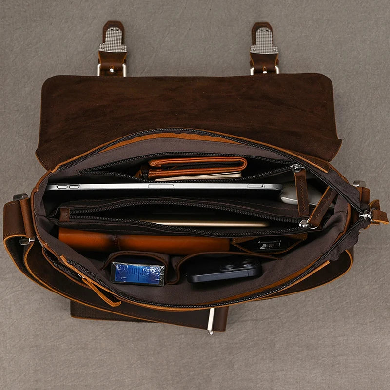 Vintage Leder Aktentasche für Herren - Perfekt für Büro und Alltag