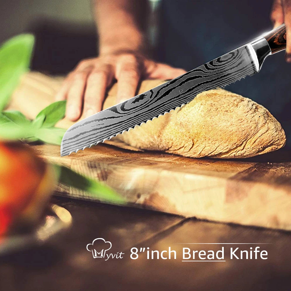 Japanisches Profi-Küchenmesser-Set – Ultra-scharfe Messer mit ergonomischem Holzgriff