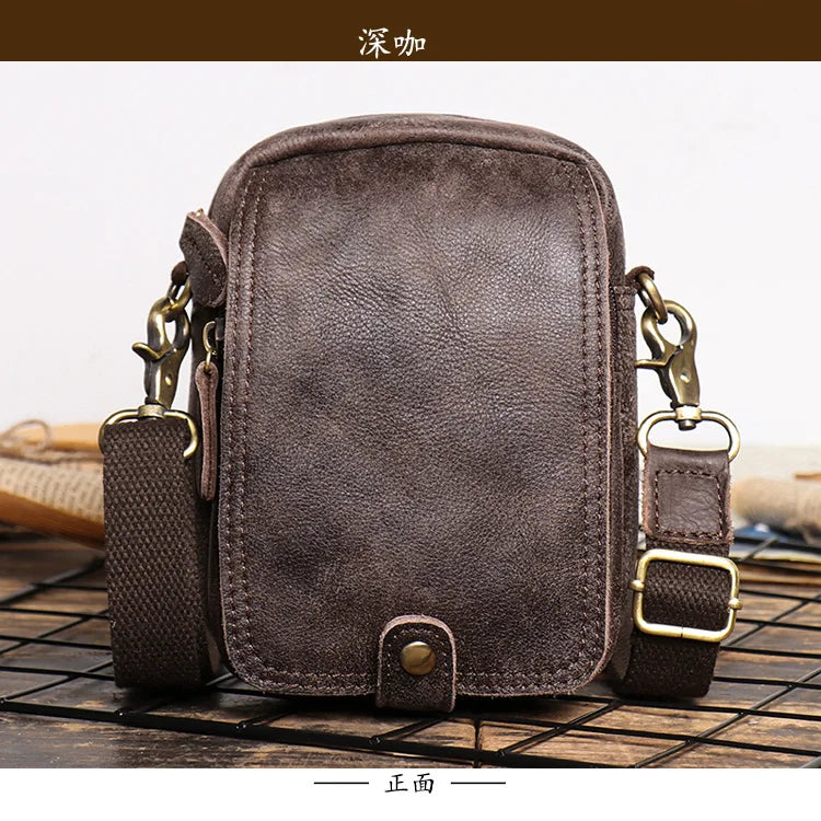 Retro-Lederschultertasche für Herren