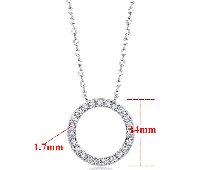 Damen-Moissanit-Anhänger Halskette – 925 Sterling Silber mit luxuriösem Kreisdesign