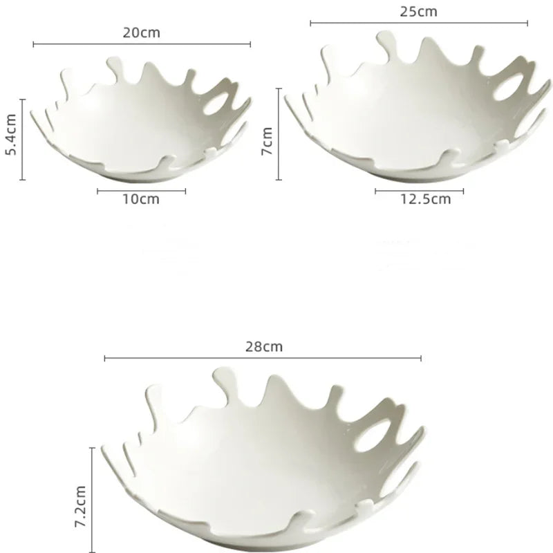 Kreative weiße Keramikschale – Unregelmäßige Form für Salate, Desserts und Früchte