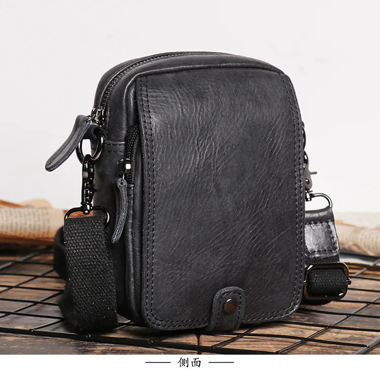 Retro-Lederschultertasche für Herren