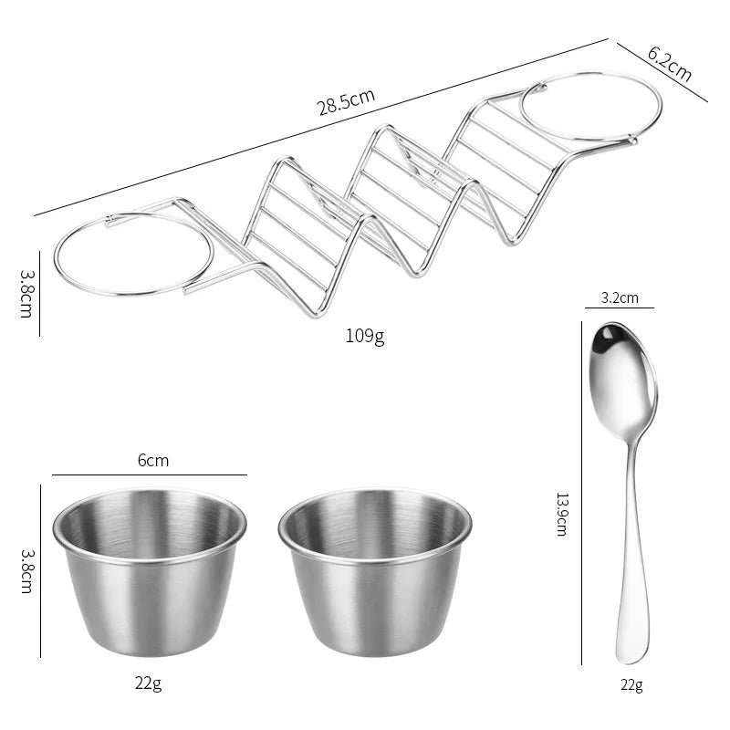 Edelstahl-Taco-Halter – Platz für 3 Tortillas & 2 Soßen