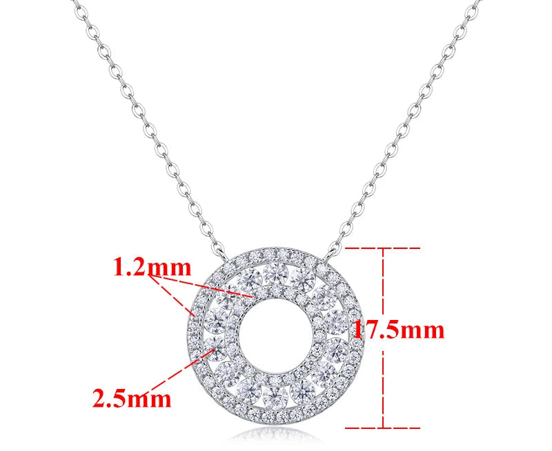 Damen-Moissanit-Anhänger Halskette – 925 Sterling Silber mit luxuriösem Kreisdesign