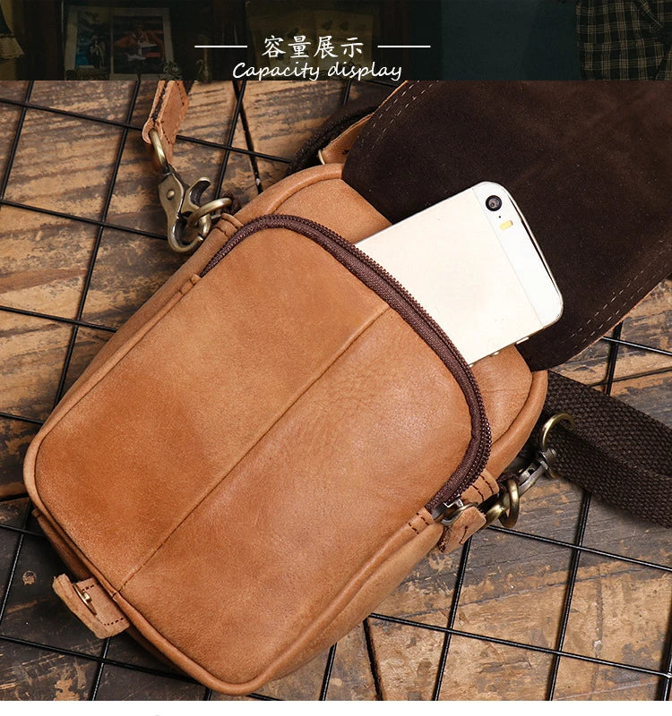 Retro-Lederschultertasche für Herren