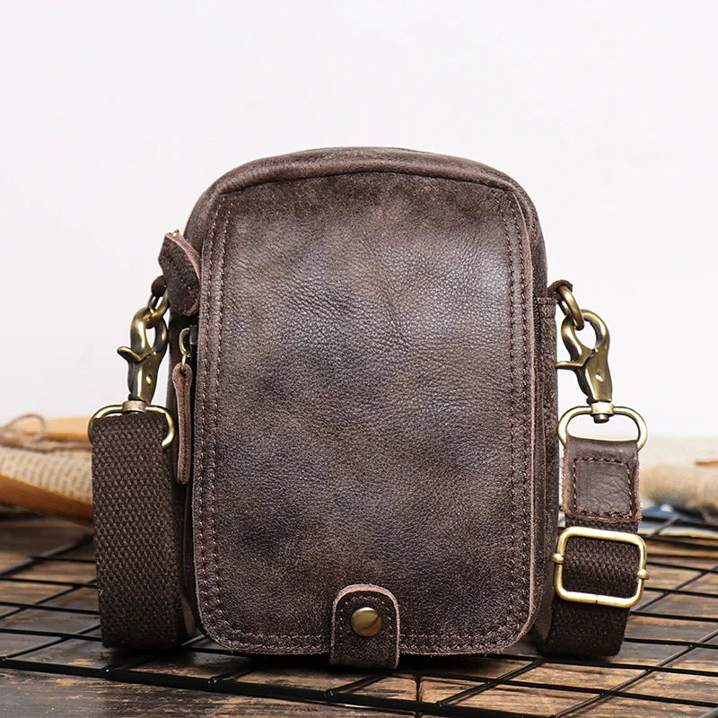 Retro-Lederschultertasche für Herren