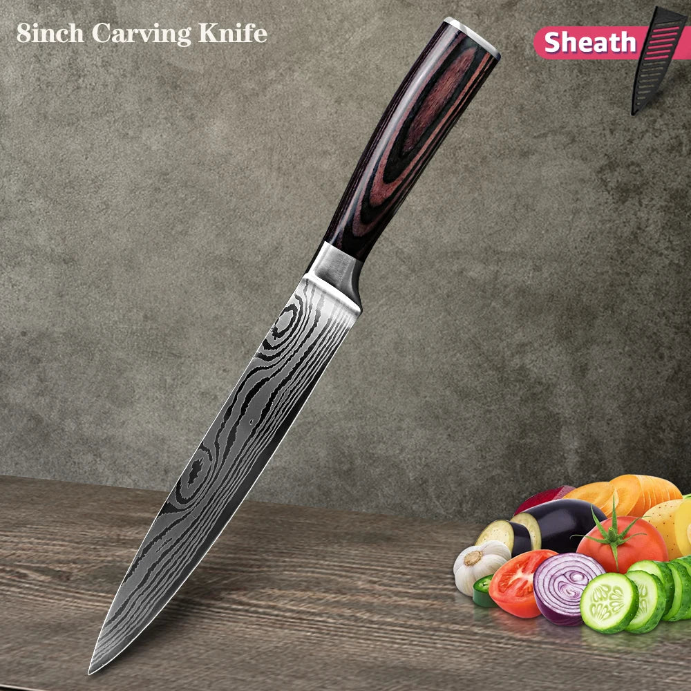 Japanisches Profi-Küchenmesser-Set – Ultra-scharfe Messer mit ergonomischem Holzgriff