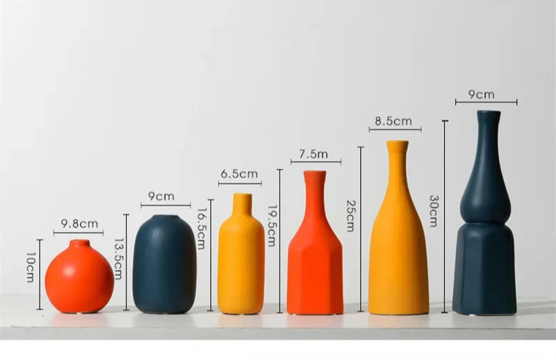 Nordische Keramikvase – Orange, Gelb, Blau, ideal für Trockenblumen, dekorative Accessoires für Zuhause