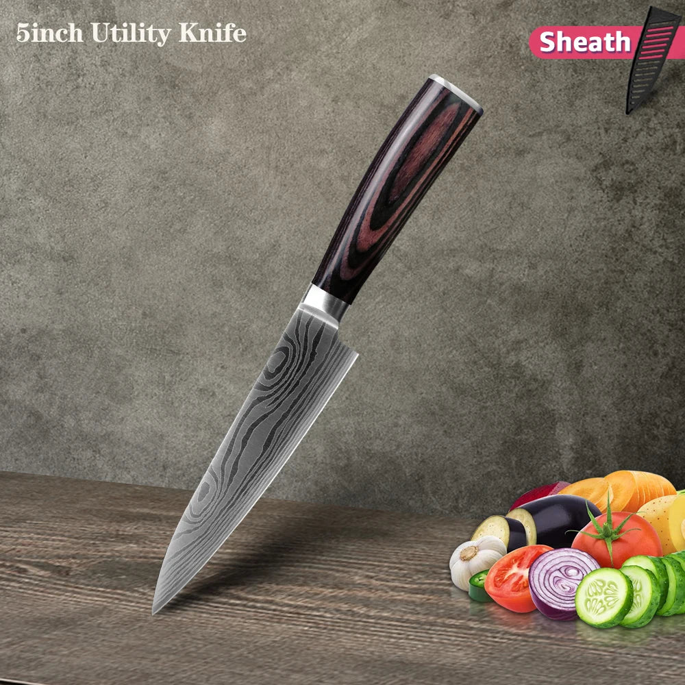 Japanisches Profi-Küchenmesser-Set – Ultra-scharfe Messer mit ergonomischem Holzgriff