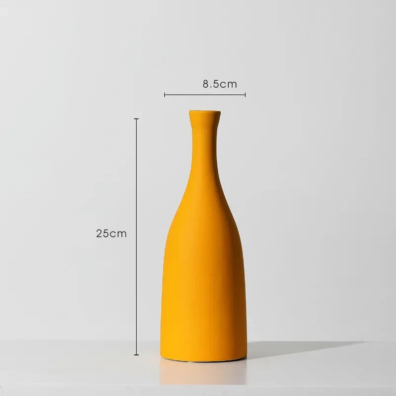 Nordische Keramikvase – Orange, Gelb, Blau, ideal für Trockenblumen, dekorative Accessoires für Zuhause