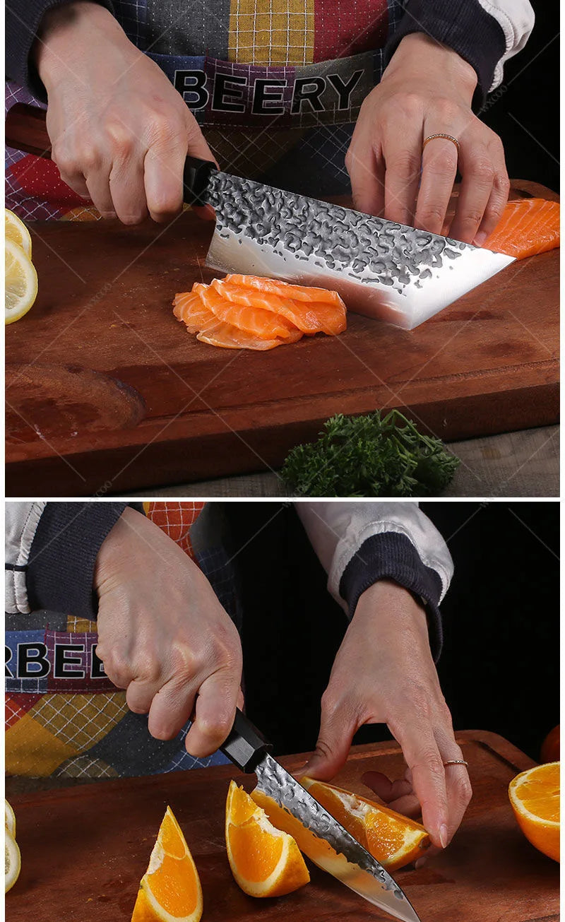 Profi-Kochmesser – Edelstahl Küchenmesser für Fleisch und Gemüse, Japanisches Santoku-Schneidemesser