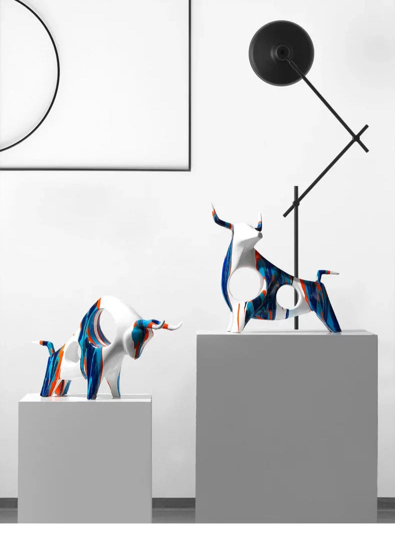 Bunte Bullen-Dekoration – Kreative Kunst im Splashing-Design