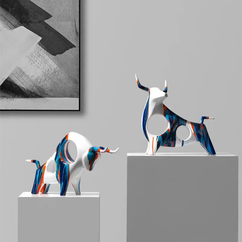Bunte Bullen-Dekoration – Kreative Kunst im Splashing-Design