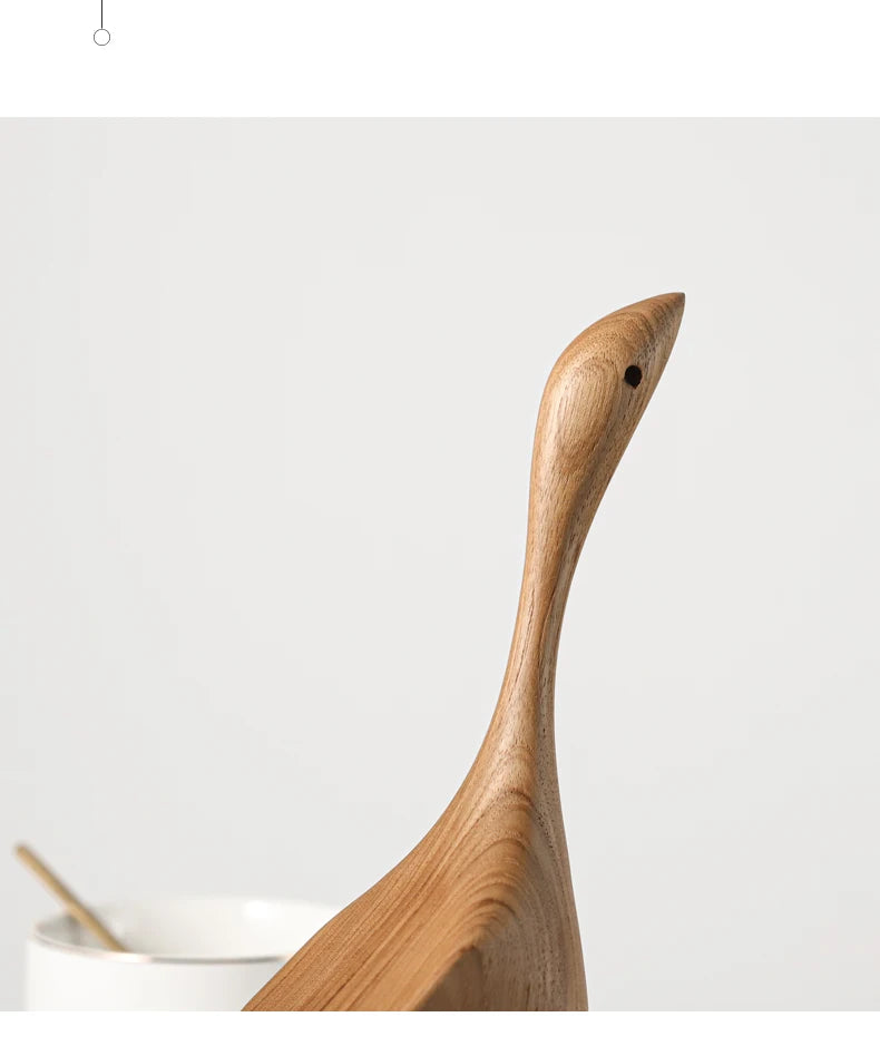 Nordische Holz-Gänsefiguren – Abstrakte Skulpturen aus Teakholz, bezaubernde Tierpaare als natürliche Dekoration für Ihr Zuhause