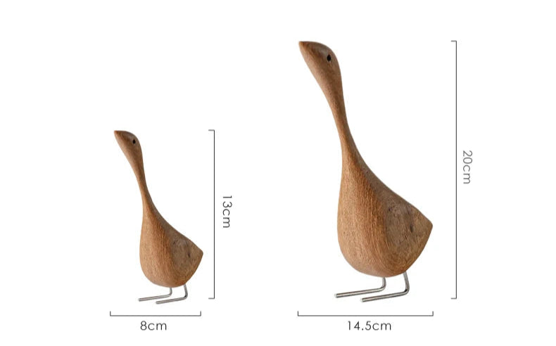 Nordische Holz-Gänsefiguren – Abstrakte Skulpturen aus Teakholz, bezaubernde Tierpaare als natürliche Dekoration für Ihr Zuhause