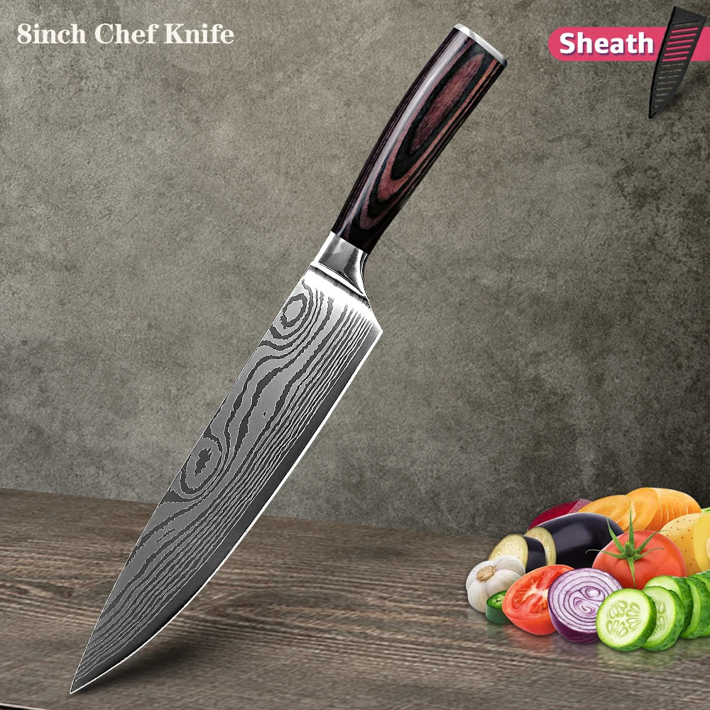 Japanisches Profi-Küchenmesser-Set – Ultra-scharfe Messer mit ergonomischem Holzgriff