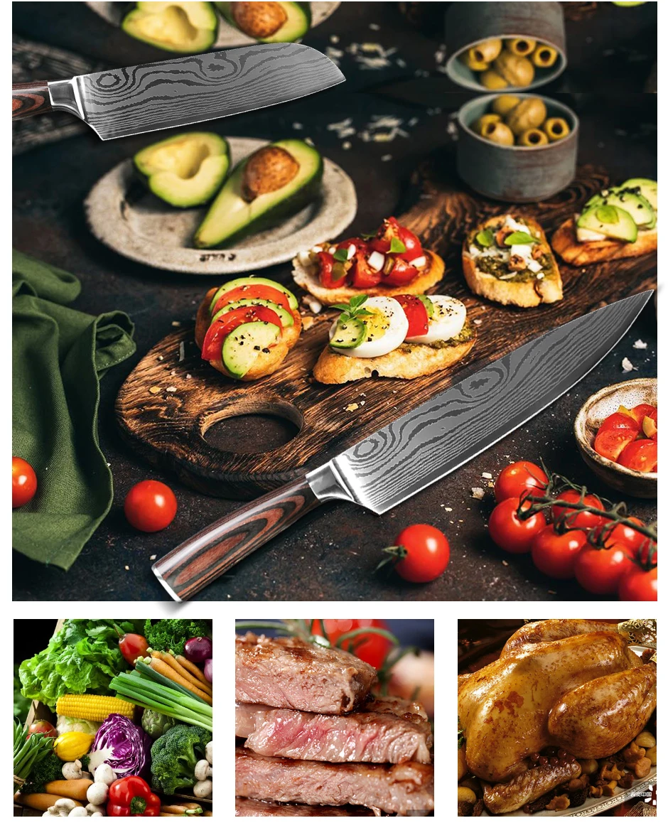 Japanisches Profi-Küchenmesser-Set – Ultra-scharfe Messer mit ergonomischem Holzgriff