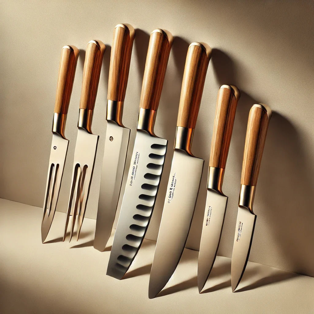 Küchenmesser aus Edelstahl mit Holzgriff