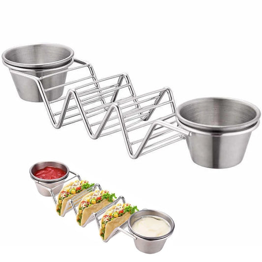 Edelstahl-Taco-Halter – Platz für 3 Tortillas & 2 Soßen